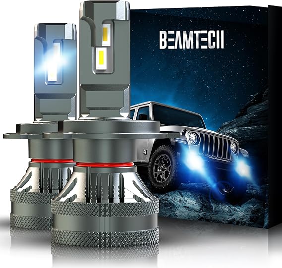 BEAMTECH H4 Bulbs, G-XP Chips Canbus Ready 600% Brighter 6500K White Light
