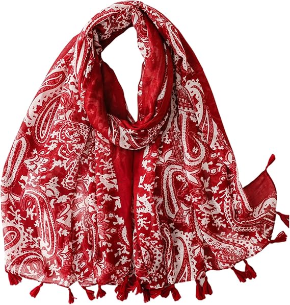 SARDFXUL Fashion Style Neckwear for Cashew Flower Women Scarf Shawl Breathable Tassel Silk Scarf