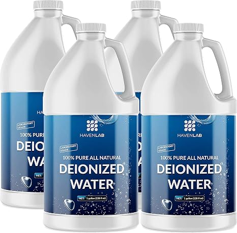 Haven Lab Deionized Water, 4 Gallon- for Sterile Washing, Automotive | Distilled Hydrogen Solution, Demineralized Purification Softener, In a Jug