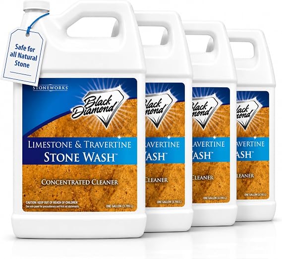 Black Diamond Stoneworks Limestone & Travertine Stone Wash Concentrate pH Neutral Cleaner for All Sealed & Unsealed Natural Stone Floors Including Marble, Slate, Granite & More (4 Gallons)