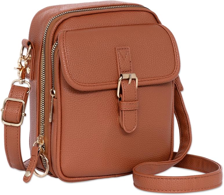 Cross Body Bag Women, Vintage Phone Bags for Women Crossbody with Adjustable Shoulder Strap, Versatile Shoulder Bag with Double Zip, Multiple Pockets Small Handbag for Commuting Shopping