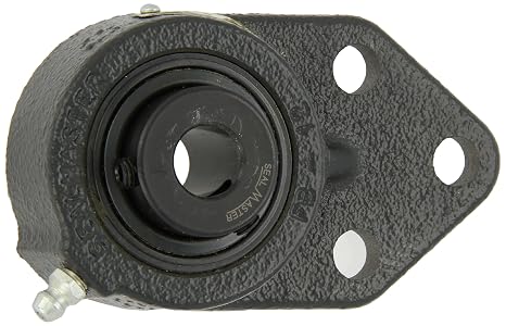 FB-16 Standard Duty Flange Bracket, 3 Bolt, Regreasable, Felt Seals, Setscrew Locking Collar, Cast Iron Housing, 1" Bore, 4-3/4" Overall Length, 3/8" Flange Height, 2 Degrees Misalignment Angle