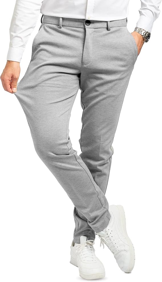 Performance Pants for Men, Slim Fit, Stretch - Comfortable and Modern Mens Trousers with Stretch for Suits, Business, Casual