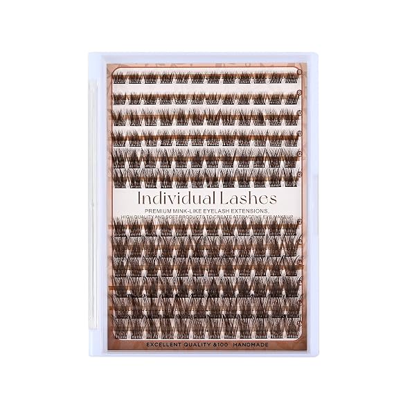 Brown Lash Clusters Fake Eyelashes 144 Cluster 8-16mm Mixed Lengths 3D DIY Individual Eyelashes Extensions at Home Soft Reusable Natural Look False Eyelashes Pestanas Long-Lasting Wholesale LASGOOS