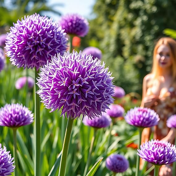 3 Giant Allium 20cm+ Bulbs – Purple Gladiator Flowering Onion, Globemaster, Mount Everest – Perennial Flowering Outdoor Plants for Spring & Summer Garden, Pollinator Friendly