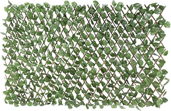 SunnyRoyal 1 PC Artificial Leaf Faux Ivy Expandable/Stretchable Privacy Fence Screen Greenery Fencing Panel for Outdoor Indoor Balcony Patio Decoration (Single Sided Ivy Leaves)