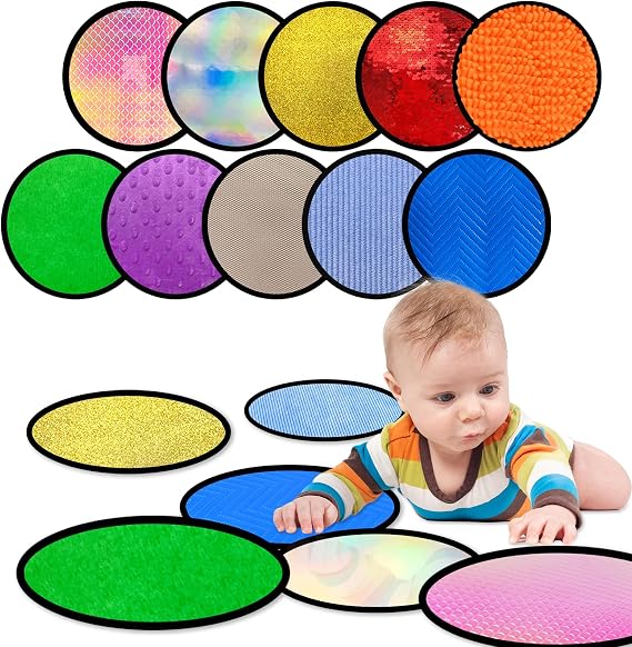 10 Sets Sensory Mats for Autistic Children Textured Sensory Tiles Sensory Toys Babies and Toddlers with Sensory Issues Tactile Sensory Walls Fidgeting Educational Activity (Round)