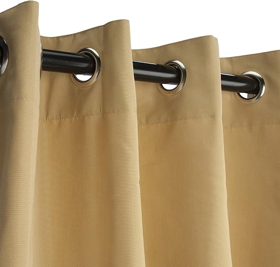 Sunbrella Outdoor Curtain Panel, Nickel Grommet Top, 50 by 84 Inch in Wheat; Perfect for Your Patio, Porch, Gazebo, or Pergola Inc.