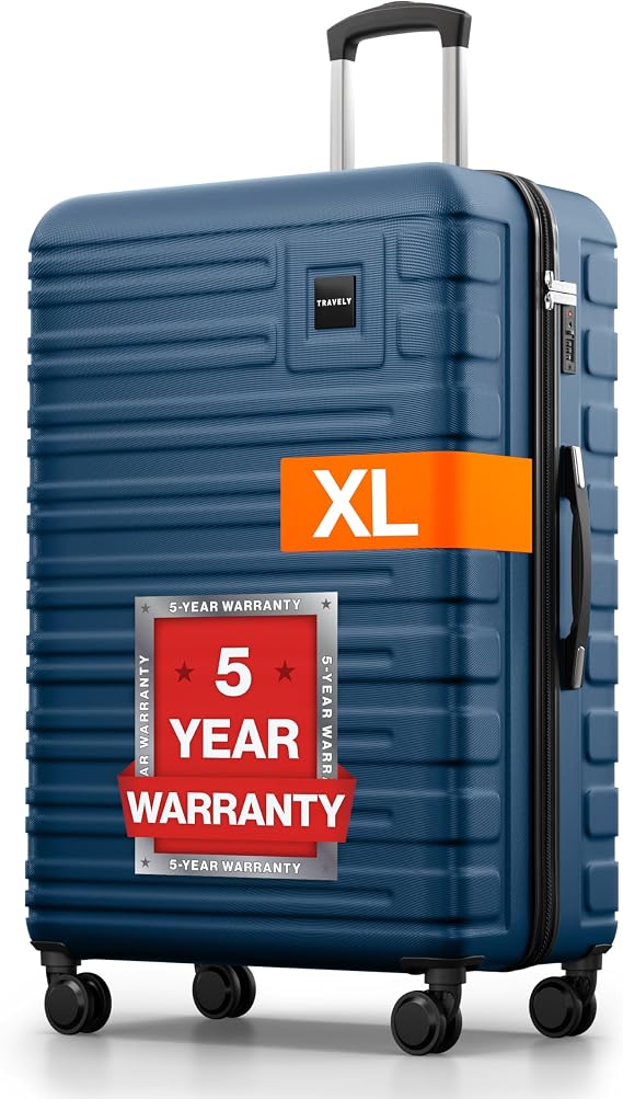 Polycarbonate XL Suitcase Large 77cm - 158cm Linear Dimensions - 20kg Suitcase Including TSA Lock, Hard Shell, Travel Case