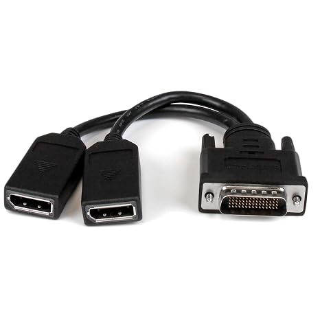 DMS-59 to DisplayPort - 8in - DMS 59 to 2x DP - Y Cable - DMS-59 Adapter - DisplayPort Splitter Cable - LFH Cable (DMSDPDP1),Black | LFH DMS 59 pin (M) to 2x DisplayPort 1.2 (F) Splitter Y Cable, Graphics Card to Dual DP Monitors, DMSDPDP1, 4K x 2K Video