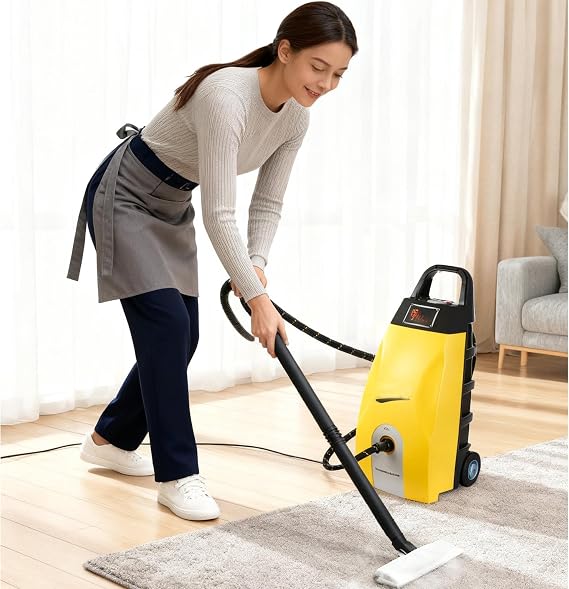 Commercial Steam Cleaner Heavy Duty, High Temp Steam Cleaner, Industrial High Pressure Steam Washer for Kitchen Car Detailing Cleaning, Multipurpose, Chemical Free, Professional Tools (yellow)