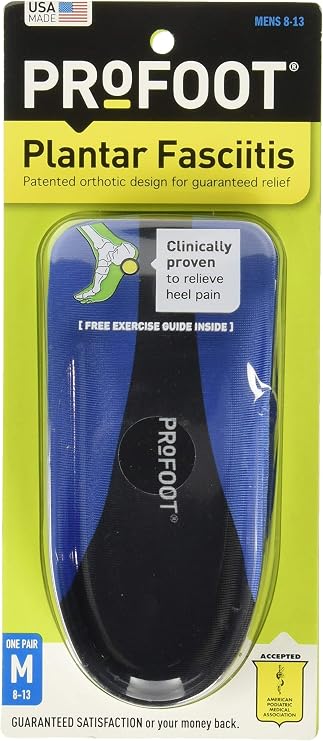 ProFoot Plantar Fasciitis Heel Cup Insoles Mens, Shoe Size 8-13 (4 Pairs)