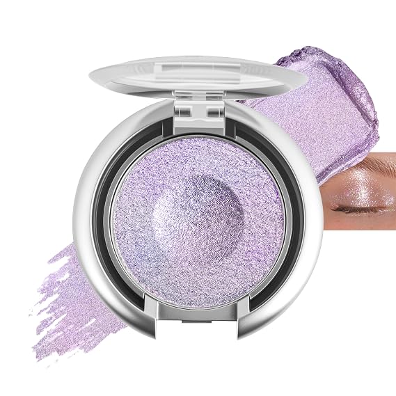 Pink Purple Duochrome Holographic Shimmer Eye Shadow,Glitter Eyeshadow,Chameleon High Pigmente Sparkly Shadows Palette,Iridescent Metallic Eye Highlighter,Makeup for Rave,LongWear,04#