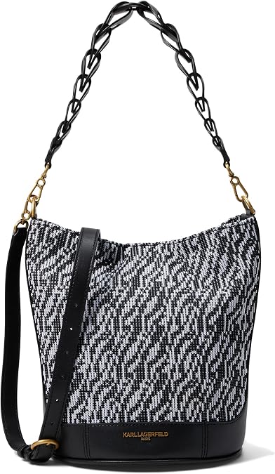 KARL LAGERFELD Paris Ciel Bucket Black Chevron One Size