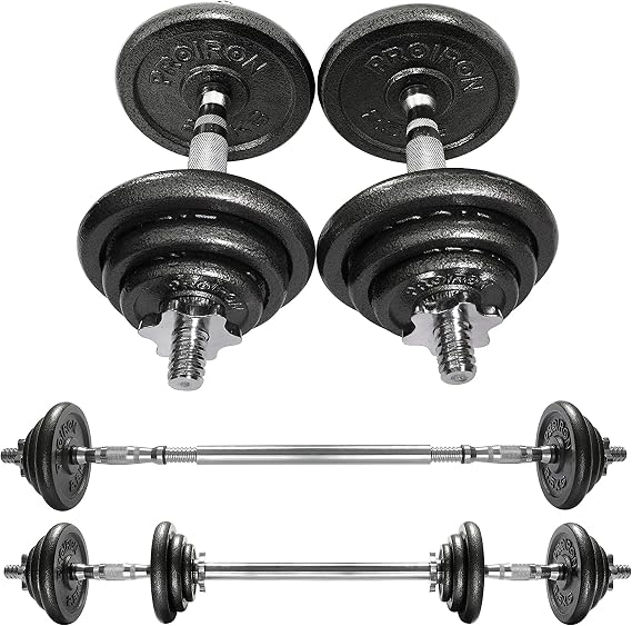 PROIRON 20kg/30kg Adjustable Dumbbells Weights set for Men Women, Cast Iron Dumbell Barbells set, Strength Training Equipment Home Gym Fitness, Hand Weights, Free Weights Bar Bell for Weight Lifting