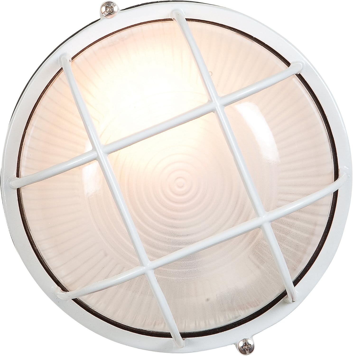 Nauticus - Round 7dia Wet Location Bulkhead - White Finish - Frosted Glass Shade