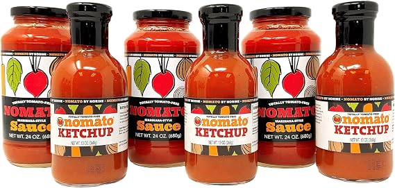 Nomato - Original Tomato Free Ketchup & Marinara Sauce Bundle Pack (3x13oz Ketchup, 3x24oz Marinara) - Gluten, Nut & Dairy Free