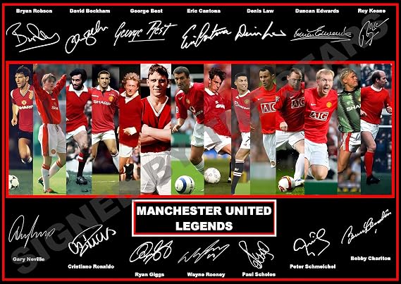Stunning Quality Manchester United Legends Signed/Autographed Print. George Best, David Beckham, Ryan Giggs etc etc.. (A4 PRINT ONLY 29.7CM X 21CM)