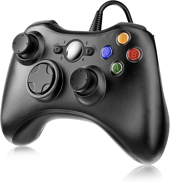 Suoxiom Wired Xbox 360 Controller for PC, USB Gaming Gamepad with Ergonomic Design, Plug & Play Dual Vibration Controller Compatible with Xbox 360 & Windows 10/8/7/XP