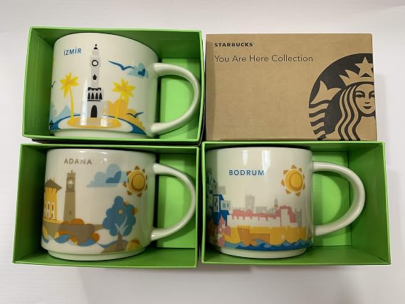 Starbucks Izmir, Adana & Bodrum 'You Are Here' YAH Coffee Set of 3 Mugs