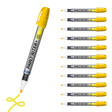Markal 97251 Paint-Riter+ Rough Surface Liquid Paint Marker, Versatile Surface Compatibility, Bold Mark Size 1.8", Yellow 12-Pack