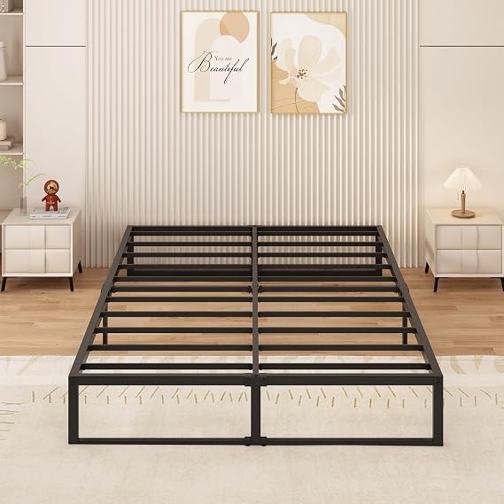 Yicensen Super King Bed Frame 180x200 cm Metal Platform Bed Super King | Steel Slat Support, Easy Assembly, Noise Free, No Box Spring Needed, 36cm High, Black