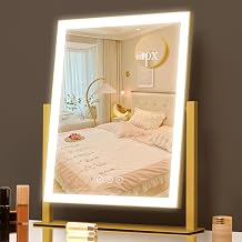 Vanity Mirror with Lights,13.1"16.7"LED Makeup Mirror,Lighted Makeup Mirror with Lights, Smart Touch Control Dimmable 3 Modes Light, Lighted Up Mirror for Makeup Desk, Bedroom, Dressing Room