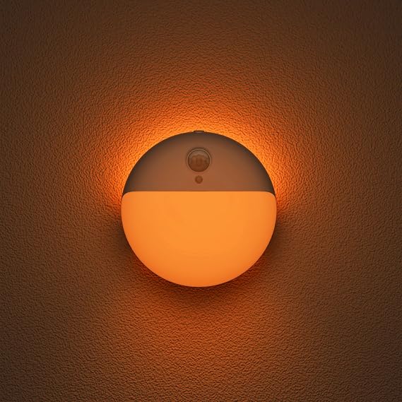 YUNLEX 2 Pack Motion Sensor Night Light, 3 Lighting Modes, Adjustable Brightness, Wardrobe Lights Stick-Anywhere, Nightlight for Hallway, Kitchen Cabinet, Bedroom, Stairs, Bathroom, Amber