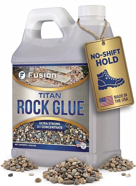 Titan Rock Glue for Landscaping - Stone Glue for Outside Rocks, Small Pebbles, Pea Gravel, Gravel Binder, Pathway Stabilizer, Long-Lasting Formula, Prevents Erosion (128 Fl Oz) by Fusion Chemical