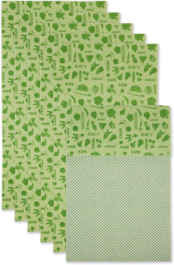 DII Fridge Liner Collection Non-Adhesive, Cut to Fit, 12x24, Green Veggies, 6 Piece