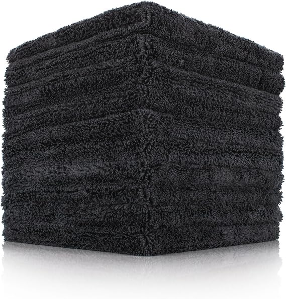 The Rag Company - Creature Edgeless Auto Detailing Towels (10-Pack) Professional 70/30 Blend, Dual-Pile Plush Microfiber, Buffing & Polishing, 420gsm, 16in x 16in, Black