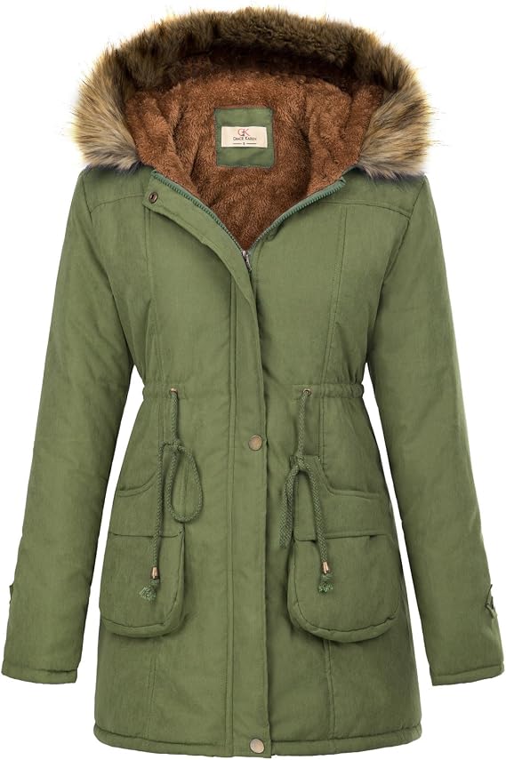 GRACE KARIN Women's Winter Coats Fleece Parkas Anoraks Hooded Military Jacket Coats