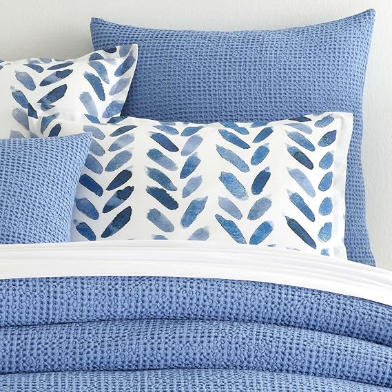 Pine Cone Hill Bubble French Blue Matelasse Pillow Sham, Standard Size, Blue Solid Pattern