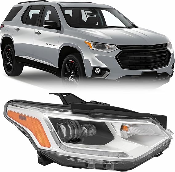 For 2018 2019 2020 2021 Chevy Traverse Headlight Assembly - LED Headlamp, w/LED DRL, w/Bulbs, Right Passenger Side, OEM 84887860