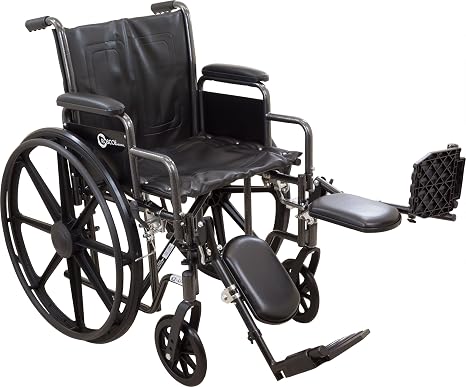 ProBasics Comfort Standard Wheelchair - Height Adjustable Seat - Flip Back Desk Arms - 300 Pound Weight Wapacity - Black - Elevating Leg Rest - 16" x 16" Seat
