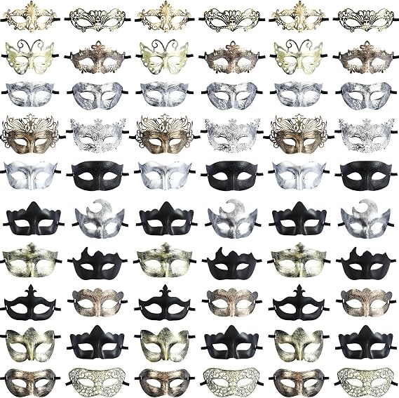 Chivao 120 Pcs Halloween Masquerade Mask for Couple Women Men Bulk