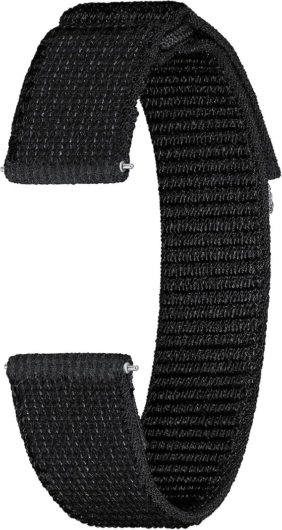 Samsung Galaxy Watch 6, 5, 4 Series Fabric Band, Slim, Nylon, Reflective Smartwatch Replacement Strap for Men and Women, One Click Attachment, Small/Medium, ET-SVR93SBEGUJ, Black