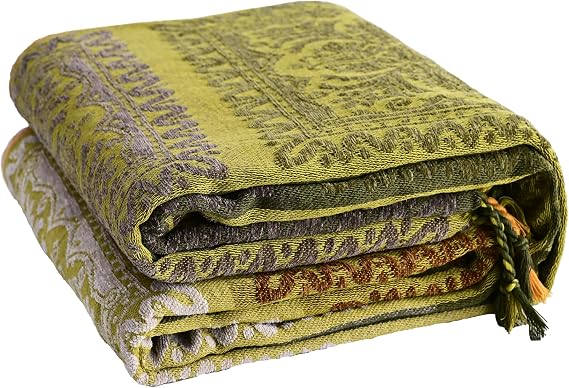VANJOROY 100% Chenille Bohemian Large Sofa Throw Blanket For 2 3 Seater Settees, Luxury Soft Bed Throw for Couch Bedspreads Rug Bed Gifts -150×190CM,Yellow