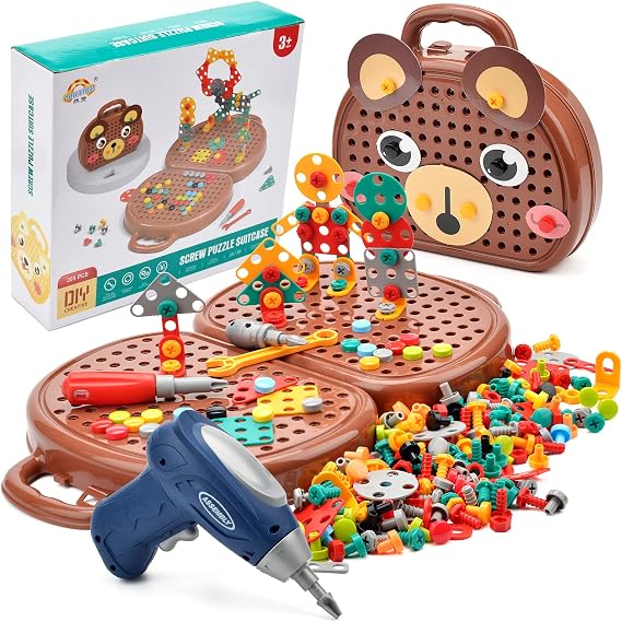xinrongda Montessori Toys for 3 4 5 Years Old, 3D Take Apart Toy, Creativity Tool Box Drill Design Puzzle Constructions Toys, Magic Montessori Gifts for 4 5 6Year Old Boys