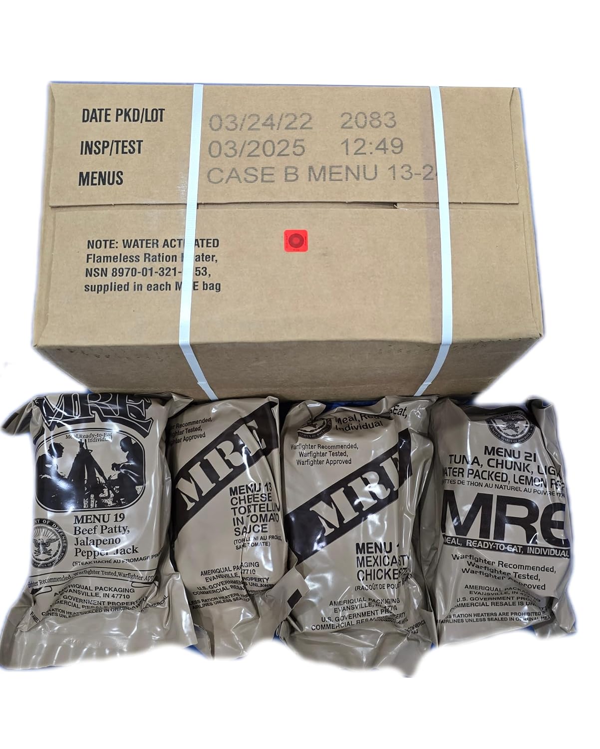 2025 Inspection Dated MREs Meals Ready-to-Eat Genuine U.S. Military Surplus Assorted Flavor 4-Pack