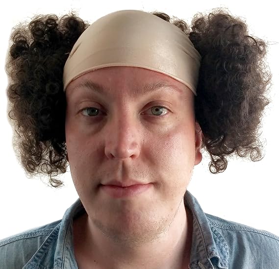 Larry Three Stooges Wig Bald Curly Brown Wig for Men