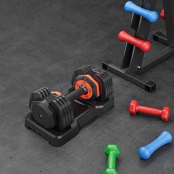 Adjustable Dumbbells Set,10LB to 55LB Dumbbells for Home Gym Equipment 10 in1 Quickly Adjustable Dumbbell Set/Single, Full Body Workout Fitness, Fast Adjust by Turning Handle