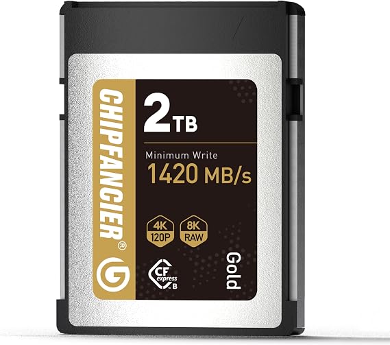 CFexpress 2.0 Type B 2 * 968GB Memory Card Up to 1750MB/s Read 1420MB/s Write-Raw 8K Video Recording Gold