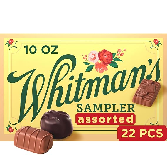 WHITMAN'S SAMPLER Assorted Milk & Dark Chocolate Candy Gift Box, 10 oz.