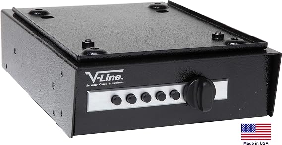 V-Line Desk Mate Keyless Security Box 2597-S with Quick Release Mounting Bracket, Simplex Lock, Black, Made in USA