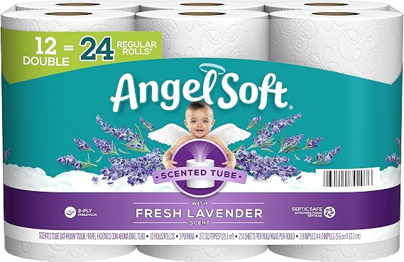 Angel Soft Toilet Paper, Lavender Scent, 12 Double Rolls, 12 = 24 Regular Rolls (Packaging May Vary)