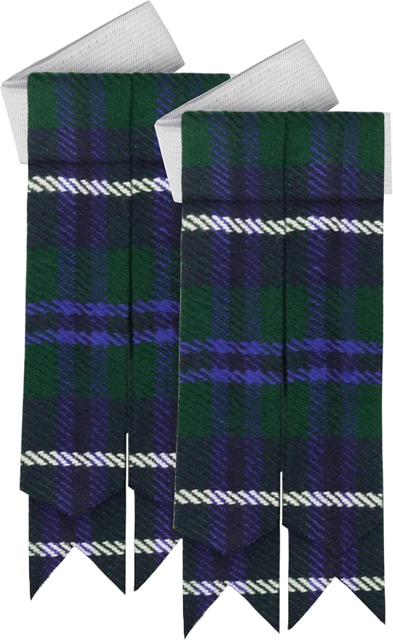 DSS KILTS-Scottish Kilt Hose Flashes 13oz Acrylic Tartan with Adjustable Elastic Band Highland Dress Sock Accessory