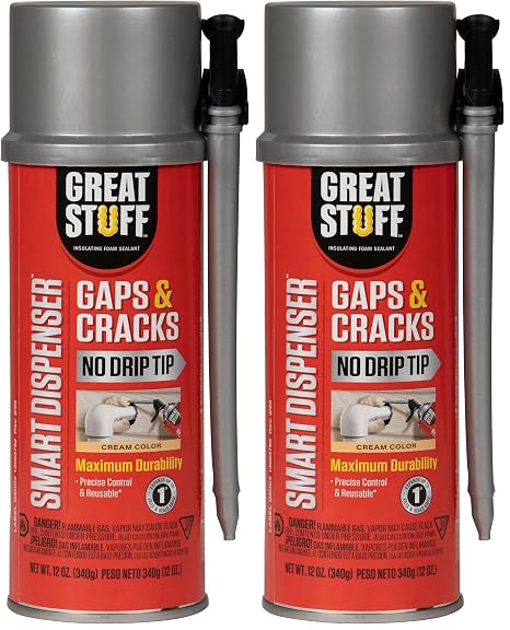 Great Stuff 99108824 Smart Dispenser Gaps & Cracks, Cream, 12 Ounce (Pack of 2)