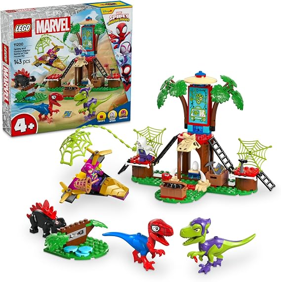LEGO | Marvel Spidey and His Incredible Friends at Treehouse Headquarters Spidey and Gobby's Battle of the Raptor Creative Toy Making Set for Boys and Girls Ages 11200-4 and Over (143 Pieces)
