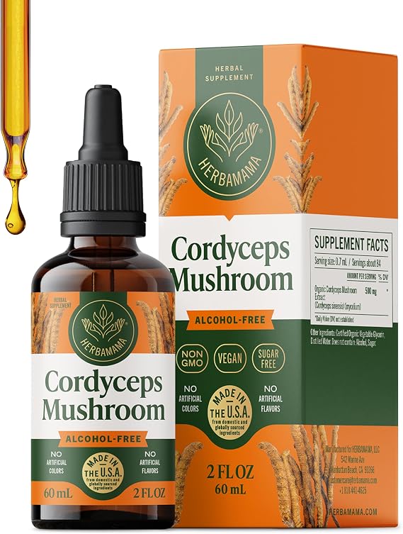HERBAMAMA Cordyceps Mushroom Tincture - Immune & Energy Support